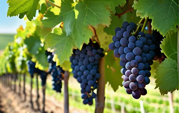 소믈리에가 알아야 할 와인 포도 품종 - **Prompt:** A serene, sun-drenched vineyard in the heart of the French countryside, conveying the es...
