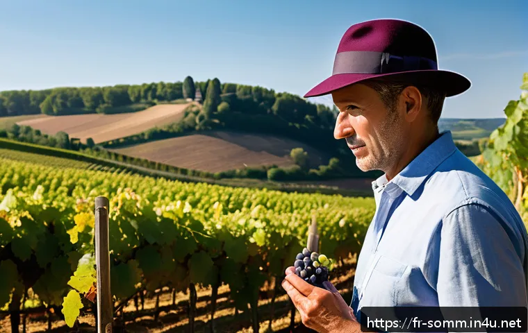 소믈리에가 알아야 할 와인 빈티지 - A picturesque vineyard in Burgundy during a sunny summer day, showcasing rows of grapevines on grani...